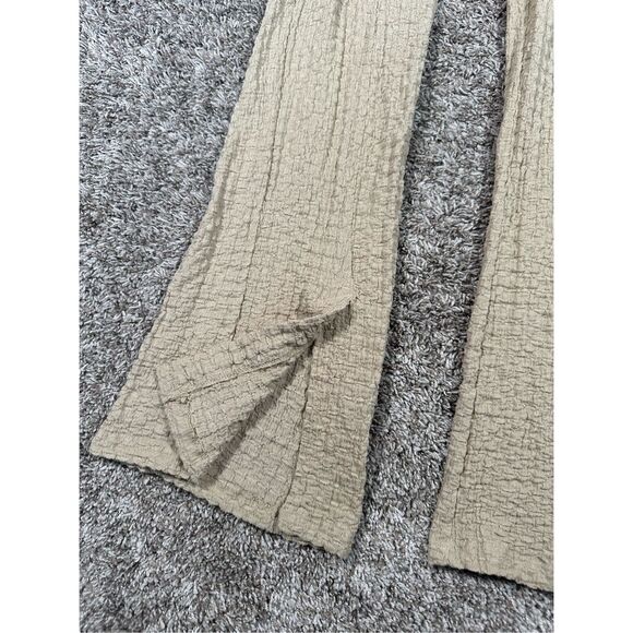 MNG Mango Opening Texture Trousers Slit Hems Flared Leg Pant Tan Women’s S Beach - Picture 11 of 12